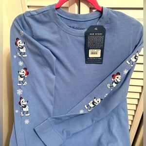 NWT Kids XL Santa Mickey Disney Christmas Life Is Good Long Sleeve Tee